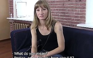 Tricky agent - a blond student is looking for some cash!