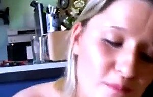 Nasty blonde gf showing tits and sucking