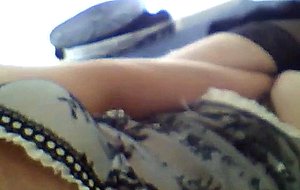 Amateur transgender in lingerie beating off