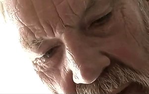 Nasty teen masturbating and seducing wrinkled old man!