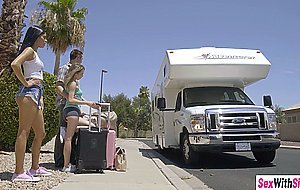 Teen Angel Smalls sucked dick on road trip before sex with Katya Rodriguez