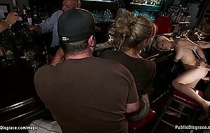 Blond suck and fuck in crowded bar