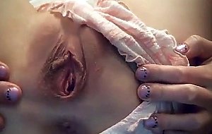 Ashley spreads and gapes her tight little pussy