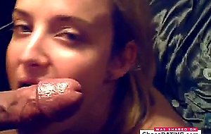 Slut Davida sucks cock and gets a cumshot all over her face