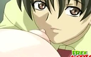 Green-eyed hentai nurse gets big jugs sucked and pussy