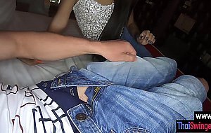 Horny big ass Asian slut swallowed whole dick and pleased white client