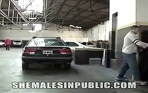 Shemale Banged in a Parking Garage