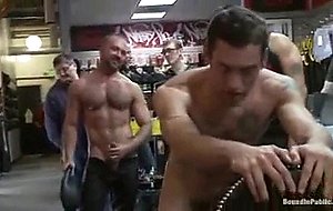 Ripped boy gets his hole shocked and filled at Mr. S Leather Store.