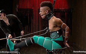 Ebony in legs split bondage ass toyed
