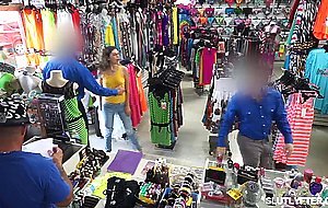 Officer tearing the teen shoplifters dress and fucks her
