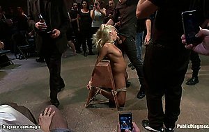 Blonde double penetrated in public