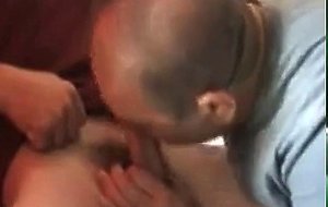 Bald Dad loves to suck and swallow!
