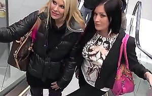 Two german girls having fun at the mall