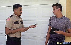 Smoking hot latin teen has to serve a horny gay cop
