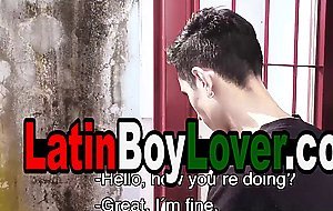 Cute amateur latin teen painter serving his client