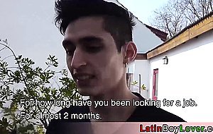Cute amateur latin teen painter serving his client