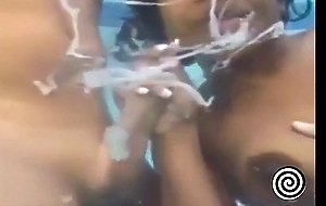 black woman  sucking 2 cocks underwater
