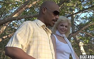 Big ass blonde MILF Alice Frost deepthroated by a perverted black stepdad