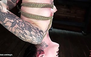Tattooed slave bound and fucked