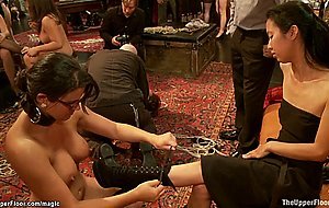 Submissive slaves humiliated at party