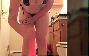 Horny Redhead Rides Her Dildo In The Bathroom
