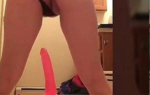 Horny Redhead Rides Her Dildo In The Bathroom