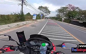 After motorcycling Asian teen rode hard cock and pleased big cock friend