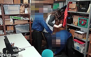 Big boobed teen thief Lexi Lowel had to fuck two big cocked cops