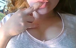 Busty Chick showing tits and fingering