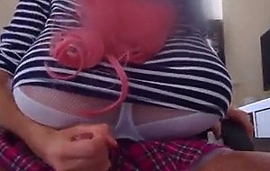 Hanging Monster Tits Crossdresser Wanks