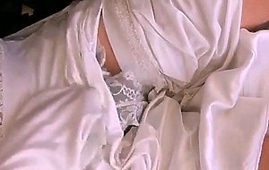 White nylon slip wank & cum