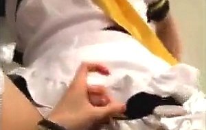 Amateur Asian CD cums while riding cock