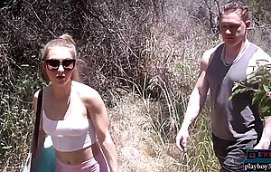 Teen runner Paige Owens adds a huge cock to her workout outdoor