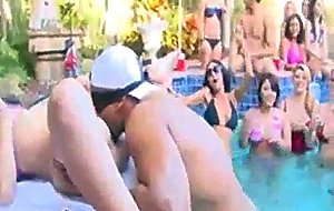Blowjobs from petite sluts in a pool