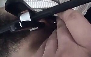 Small tit & pierced pussy Playing with hanger