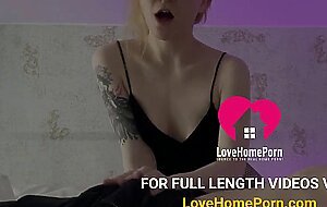 Blonde hairdresser sucks on a big meat pole