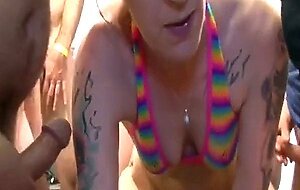 Ganbang slut fucks enjoys all cocks!