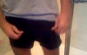 Arab in bathroom and shows his long cock