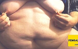 FAT Belly & Boobs - Moobs Play. Saggy Fatty Tits