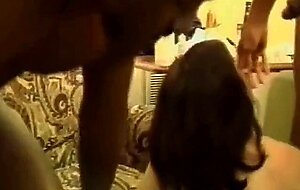 Mature plays with two big black cocks