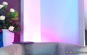 Latina strips thin panties and masturbates on webcam