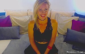 Small tits and hairy pussy MILF masturbates on webcam