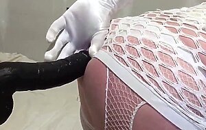 Misty fucks huge black dildo