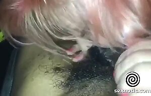 White girl throat slut give sloppy blowjob to BBC in car