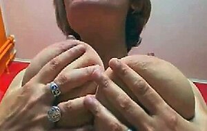 Nasty old mature with saggy boobs show all