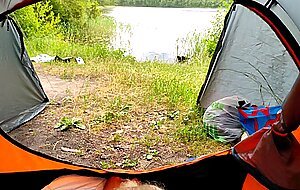 Swife katy, a forest nymph hungry for sex snuck into my tent in the morning and sat on my dick with