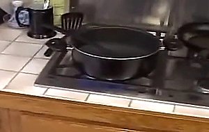 Hot kitchen cock mouth fucking