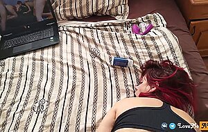 Lovemealots, the nymphomaniac's stepsister is so excited from watching porno that she cums over and