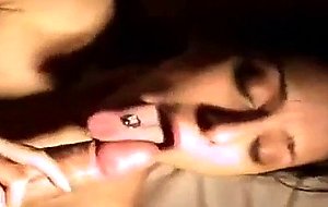 Horny brunette enjoys big cock and balls