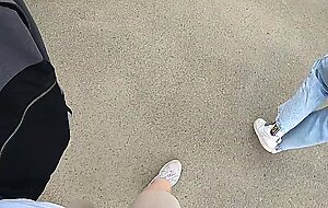 Risky amateurs, jerking off and sucking on the tram, after which i fucked her at home